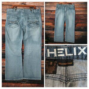 Helix Jeans Mens 38X30 Vintage Y2K Relaxed Boot Cut Stone Washed Studded Cotton